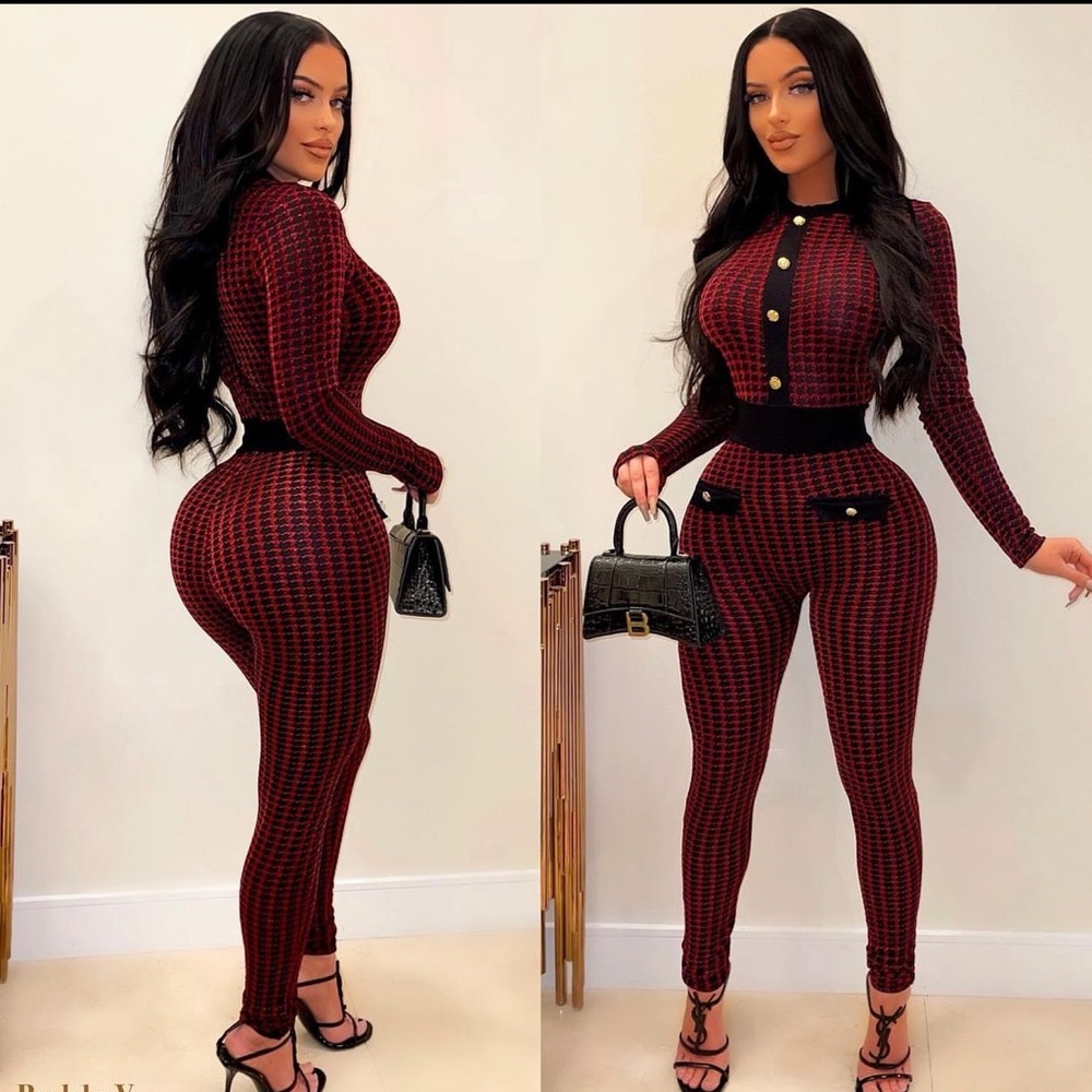 NWT Black and Red Sparkly Jumpsuit